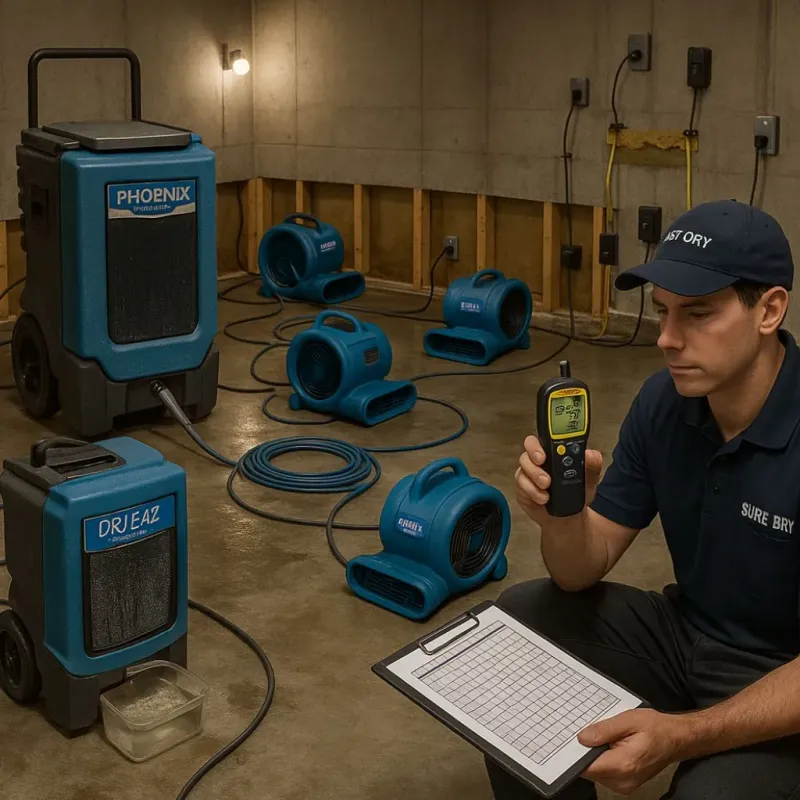 Structural Drying and Dehumidification process in Victorville, CA